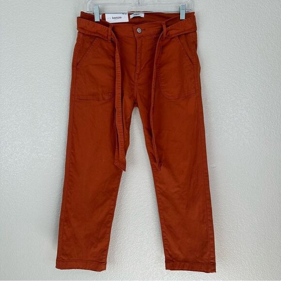 Kensie Denim - NWT Kensie Jeans Orange High Rise Tie Belt Straight Leg, Sz 4/27